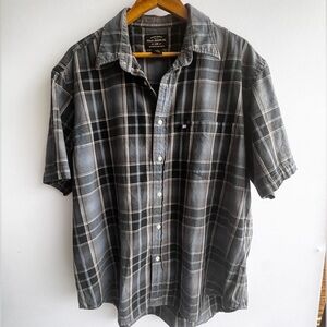 Polo Jeans Co Ralph Lauren Gray Plaid Short Sleeve Button Up‎ Shirt Size L